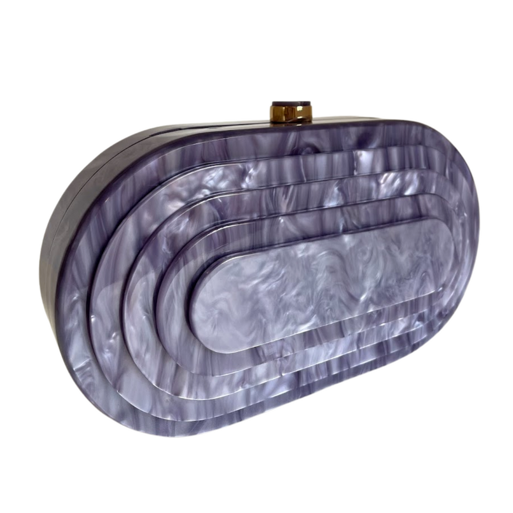 Bolsa de Festa Clutch Acrílico Oval Lilás Lavanda - ReUse