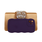 Bolsa Clutch Festa Cetim e Fecho de Pedraria Dourado