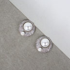 Brinco Prateado e Cristal Perola - Semijoia