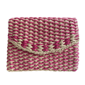 Bolsa Carteira Envelope de Palha Rosa
