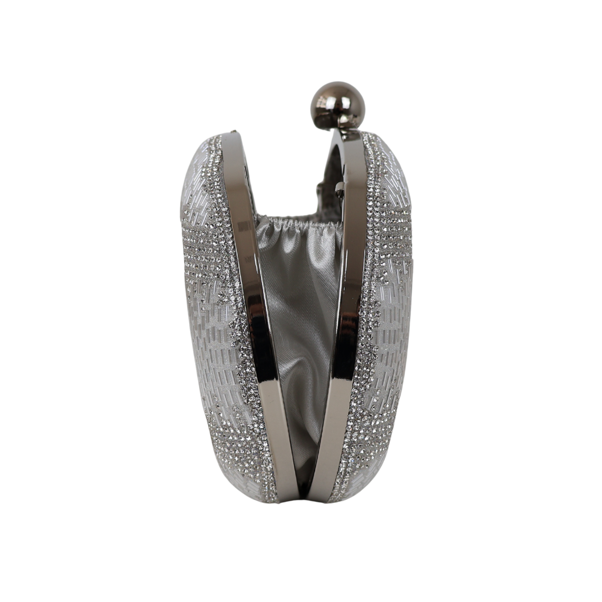 Bolsa Festa Clutch Oval Vidrilhos Prata