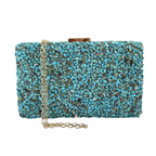 Bolsa de Festa Clutch Pedraria Azul Turquesa