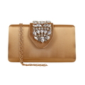 Bolsa Clutch Festa Cetim e Fecho de Pedraria Dourado