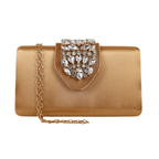 Bolsa Clutch Festa Cetim e Fecho de Pedraria Dourado