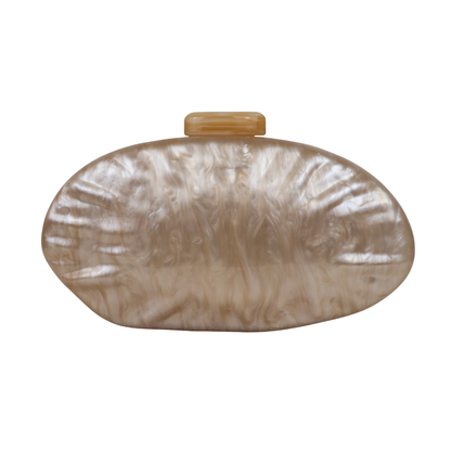 Bolsa Clutch Festa Acrílico Oval Bege