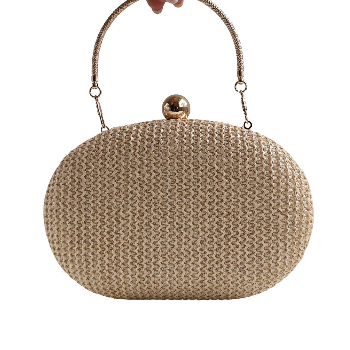 Bolsa Clutch Festa Oval Palha Bege Claro