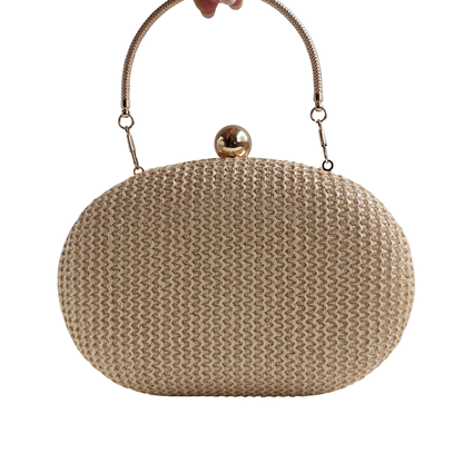 Bolsa Clutch Festa Oval Palha Bege Claro