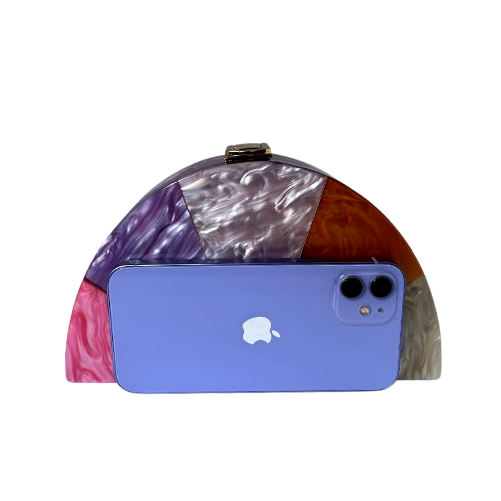 Bolsa de Festa Clutch Meia Lua Pérola Violeta