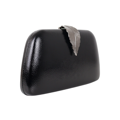 Bolsa Clutch Festa Fecho de Folha Preta