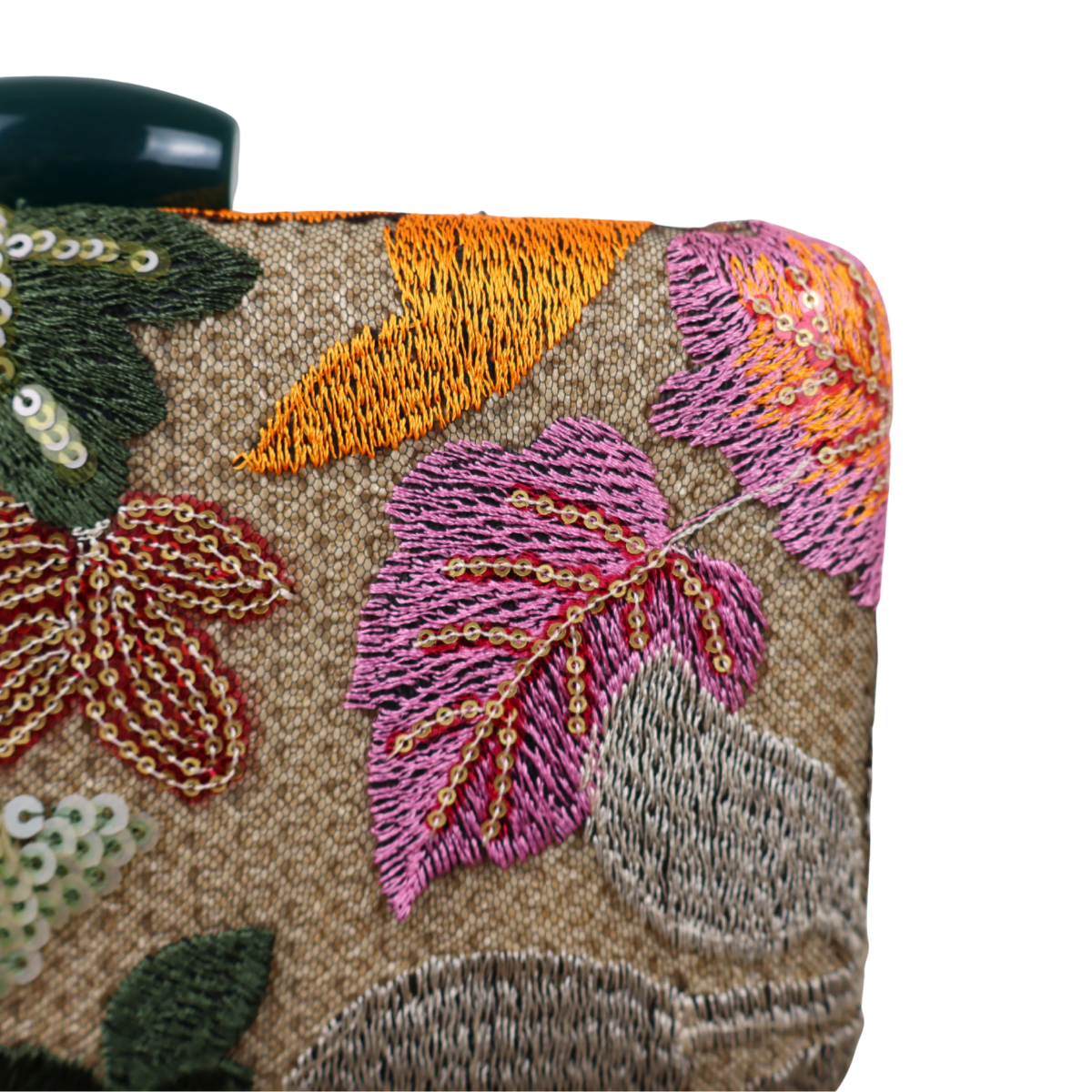 Bolsa Clutch Festa Bordada Flores Verde
