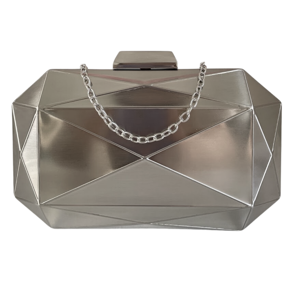 Bolsa Festa Clutch Metal Escovado Prata - ReUse