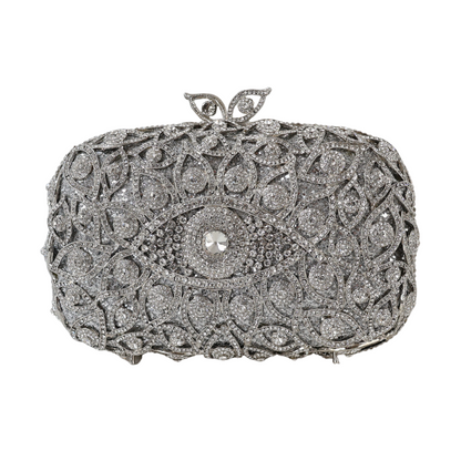 Bolsa Festa Clutch Pedraria Strass Prata