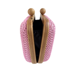 Bolsa de Festa Clutch Madeira e Palha Rosa Bebê - ReUse