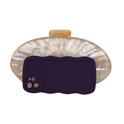 Bolsa Clutch Festa Acrílico Oval Bege