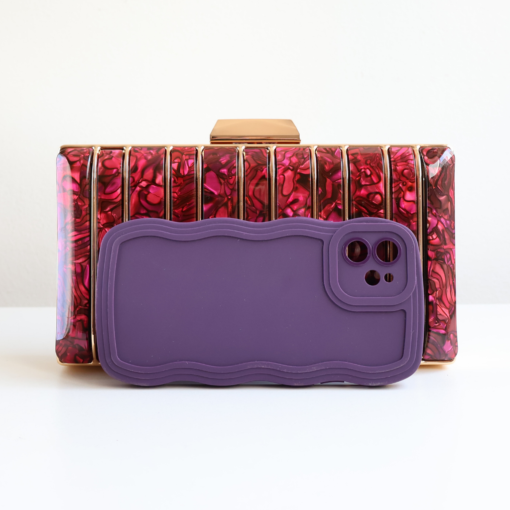 Bolsa de Festa Clutch Acrílico e Metal Marsala - ReUse