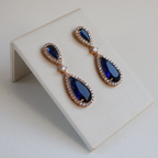 Brinco Dourado e Cristal Azul - Semijoia