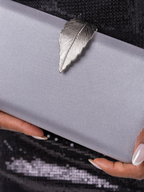 Bolsa Clutch Festa Tecido Fecho de Folha Prata - ReUse