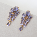 Brinco Dourado e Cristal Lilás - Semijoia