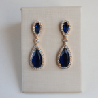 Brinco Dourado e Cristal Azul - Semijoia