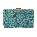 Bolsa de Festa Clutch Pedraria Azul Turquesa