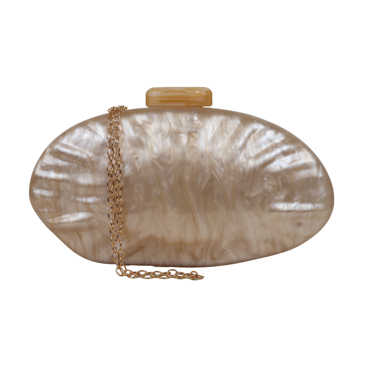 Bolsa Clutch Festa Acrílico Oval Bege