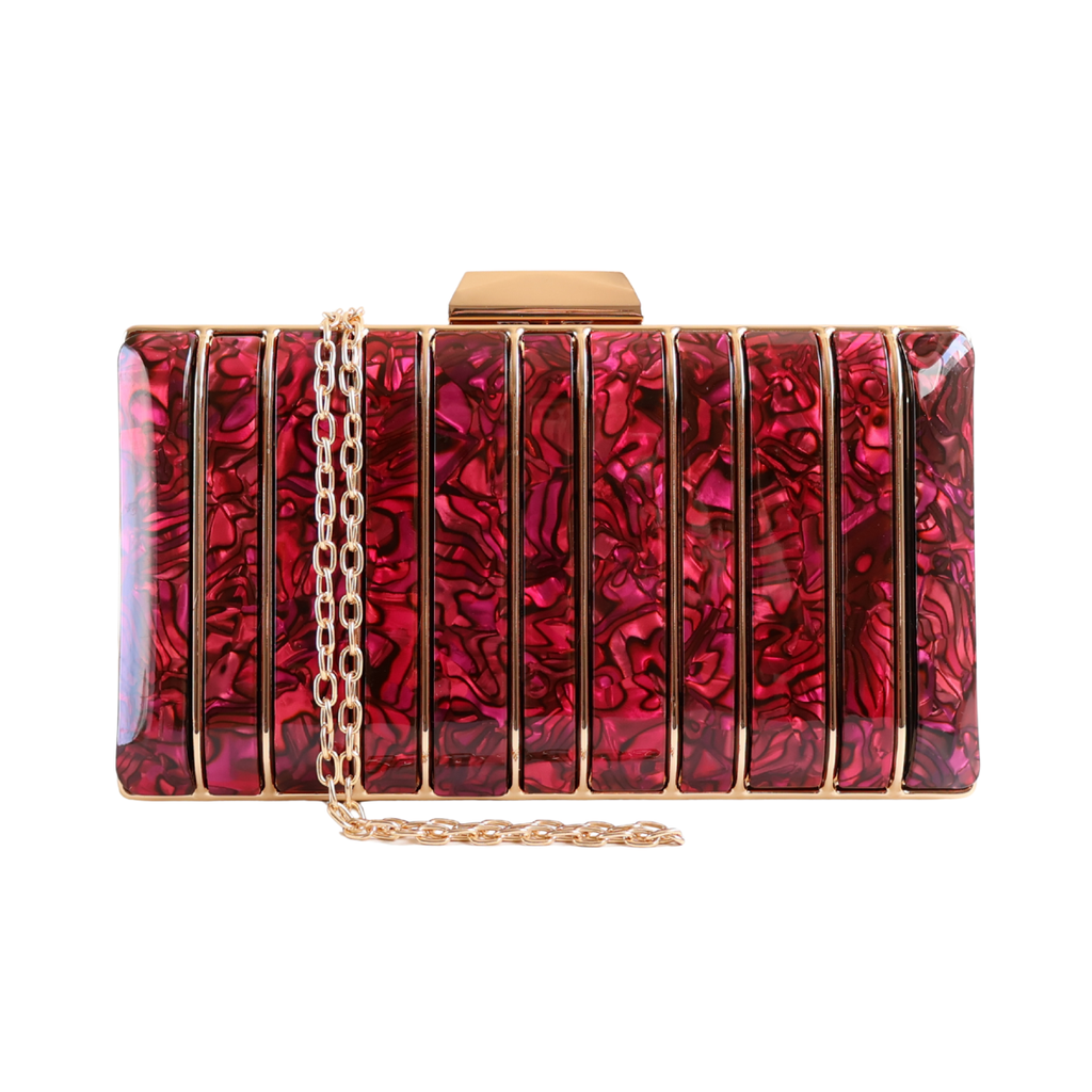 Bolsa de Festa Clutch Acrílico e Metal Marsala - ReUse