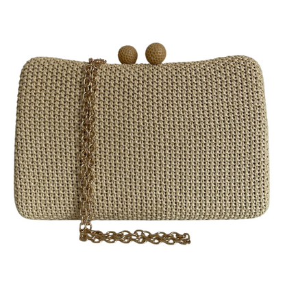 Bolsa de Festa Clutch Palha Bege