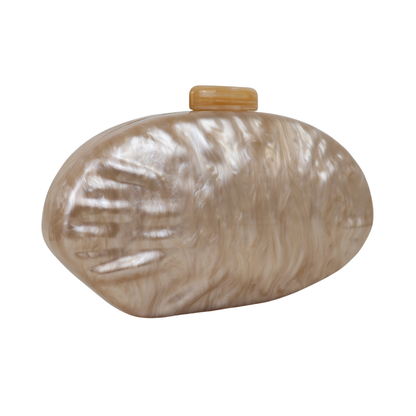 Bolsa Clutch Festa Acrílico Oval Bege