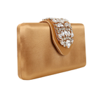 Bolsa Clutch Festa Cetim e Fecho de Pedraria Dourado