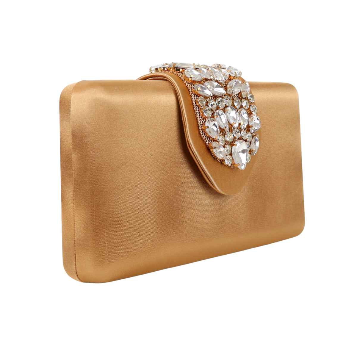 Bolsa Clutch Festa Cetim e Fecho de Pedraria Dourado