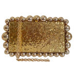 Bolsa de Festa Clutch Acrílico Bolas Brilhantes Dourada - ReUse