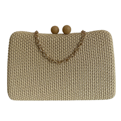 Bolsa de Festa Clutch Palha Bege