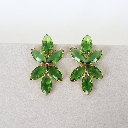 Brinco Dourado e Cristal Verde - Semijoia