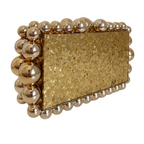 Bolsa de Festa Clutch Acrílico Bolas Brilhantes Dourada - ReUse