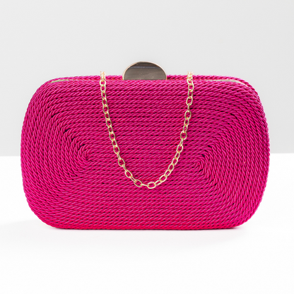 Bolsa de Festa Clutch Corda Trançada Fúcsia