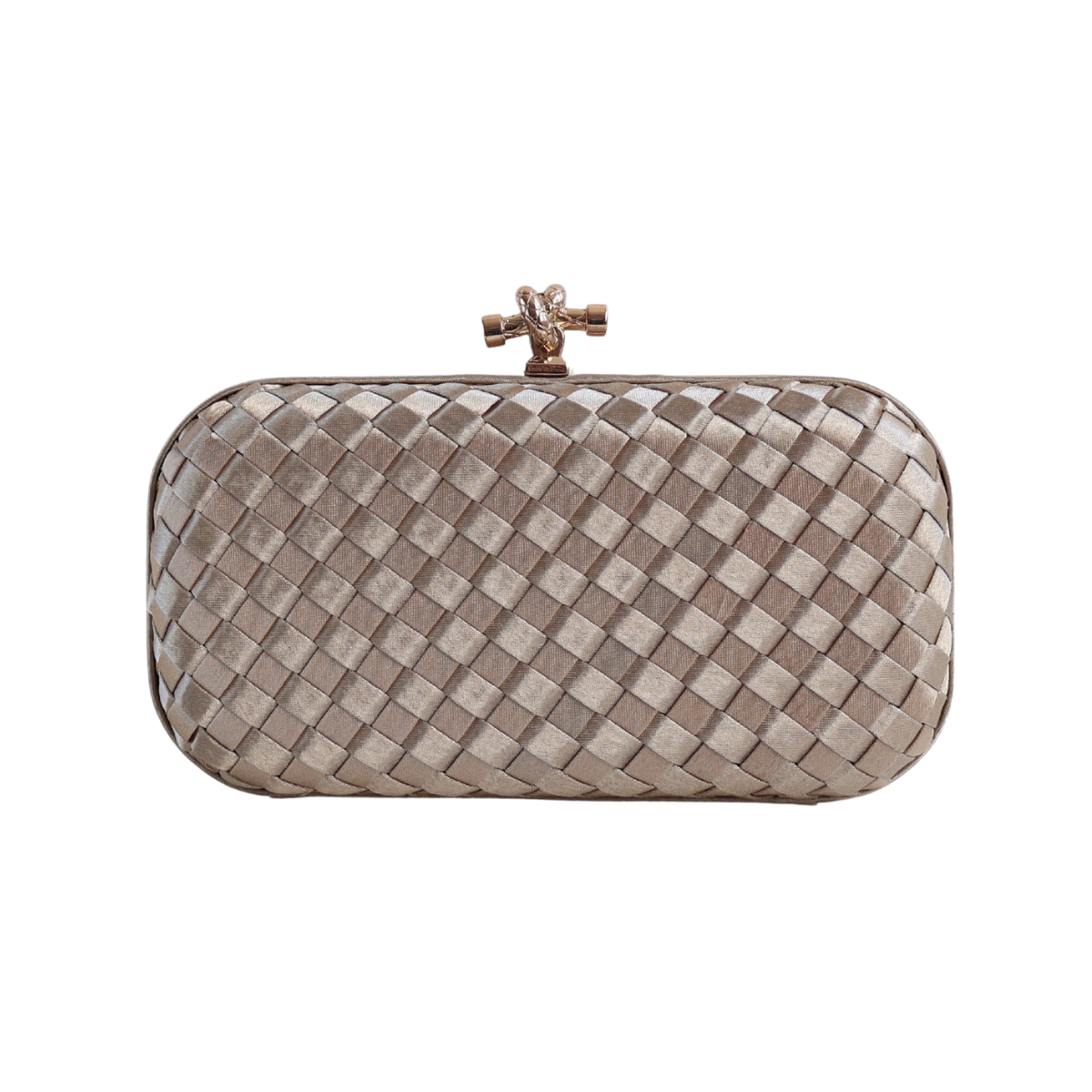 Clutch Tressê Cetim Inspired Pequena Marrom Claro
