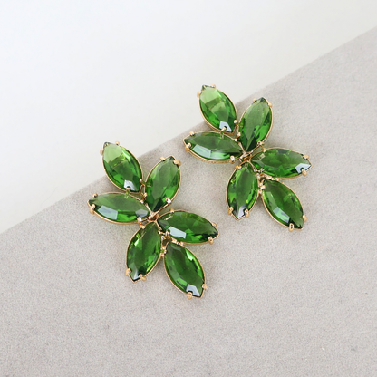 Brinco Dourado e Cristal Verde - Semijoia