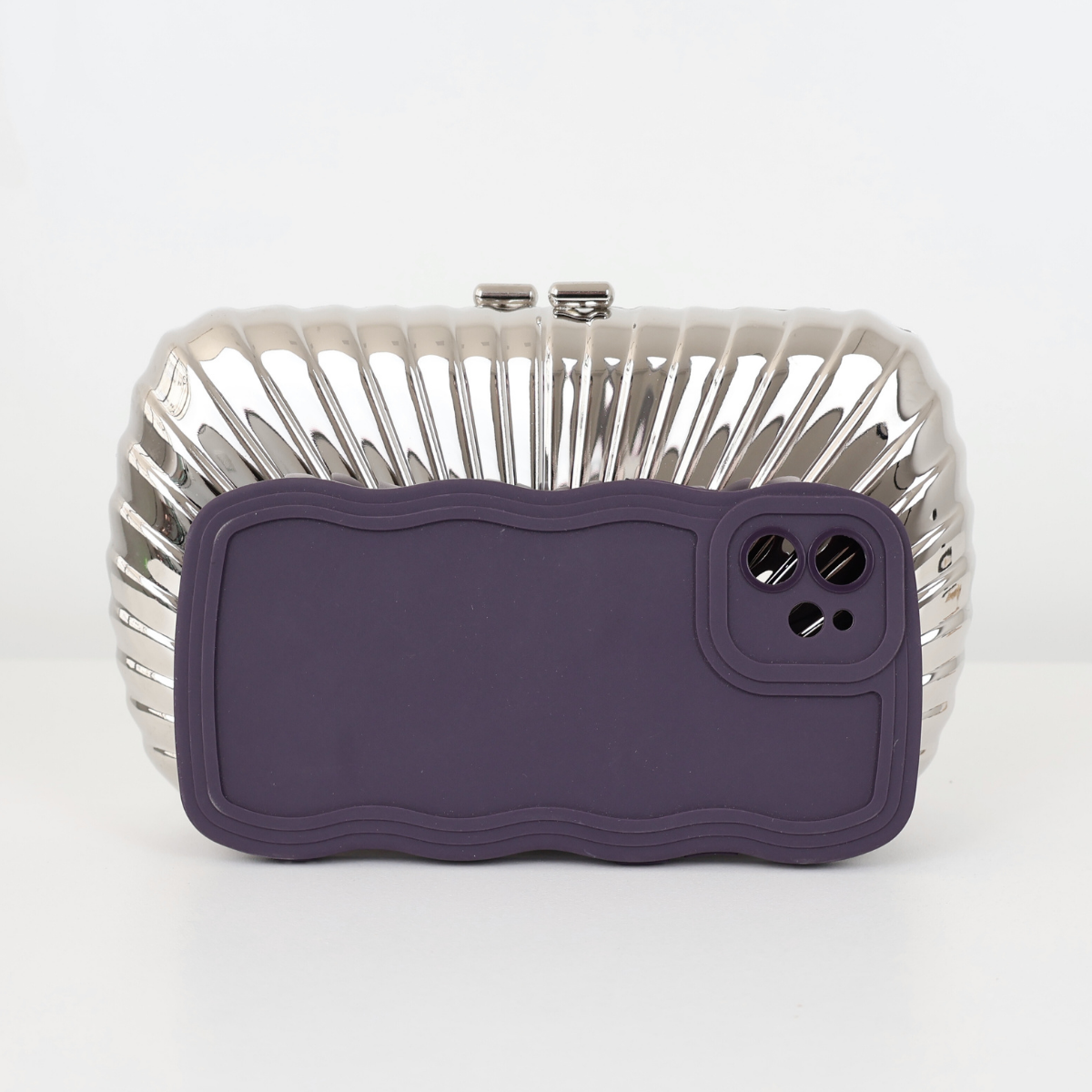 Bolsa de Festa Clutch Prateada Metalizada
