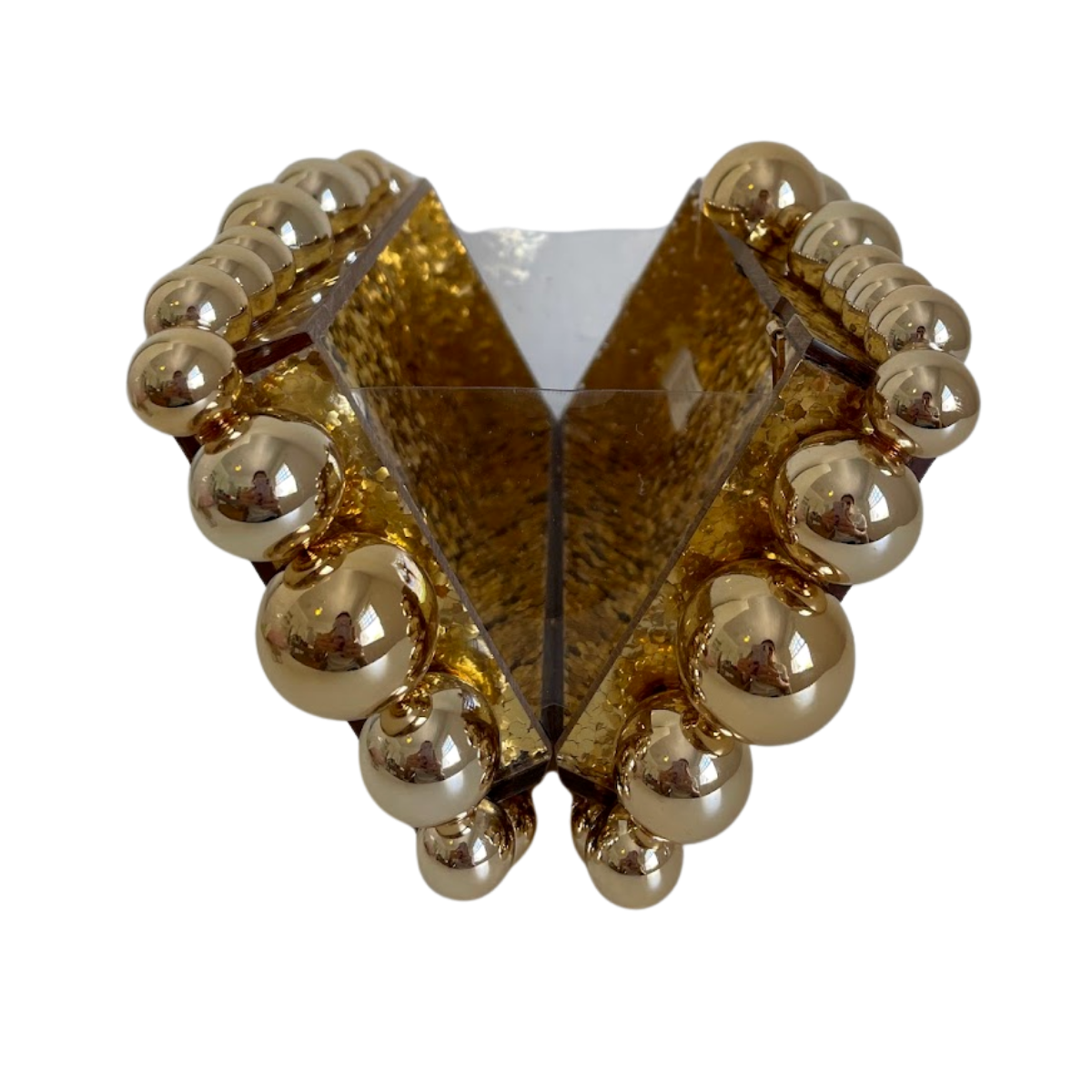 Bolsa de Festa Clutch Acrílico Bolas Brilhantes Dourada - ReUse