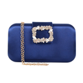 Bolsa Clutch Festa Cetim e Fecho de Pedraria Azul Marinho