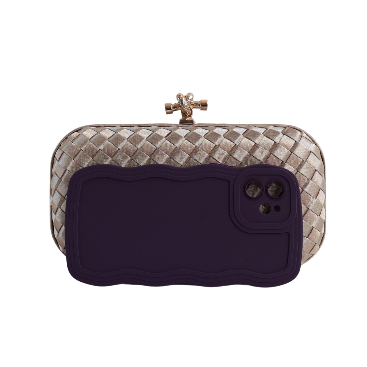 Clutch Tressê Cetim Inspired Pequena Marrom Claro