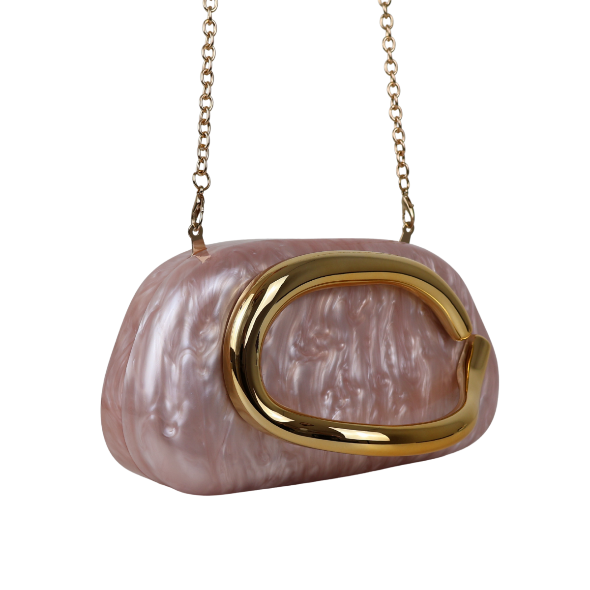 Bolsa de Festa Clutch Acrílico Perolada Rosa