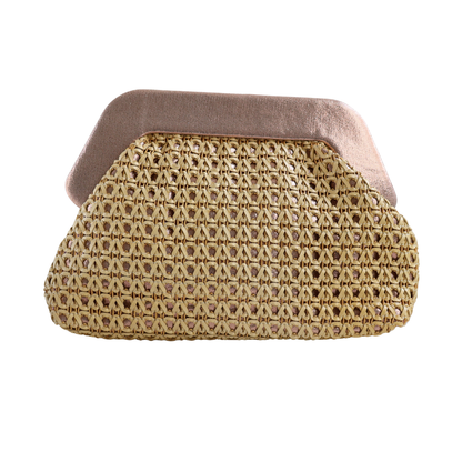 Bolsa Pouch Festa Clutch Palha Bege