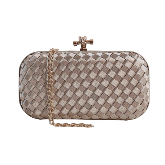 Clutch Tressê Cetim Inspired Pequena Marrom Claro