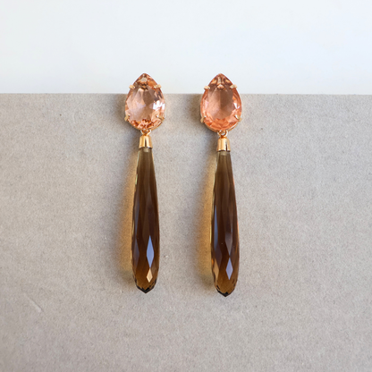 Brinco Dourado e Cristal Champagne - Semijoia