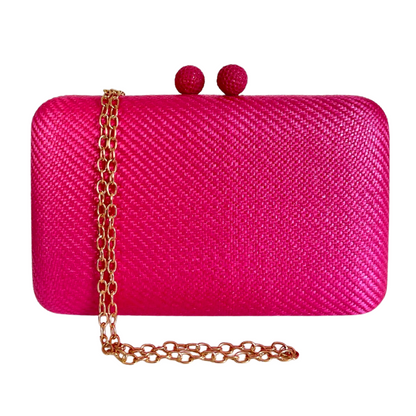 Bolsa de Festa Clutch Palha Rosa