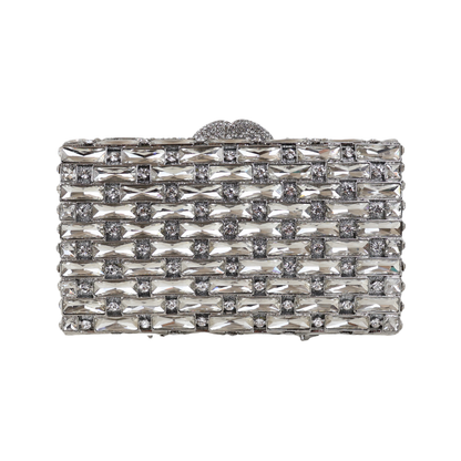 Bolsa Festa Clutch Pedraria Strass Prata