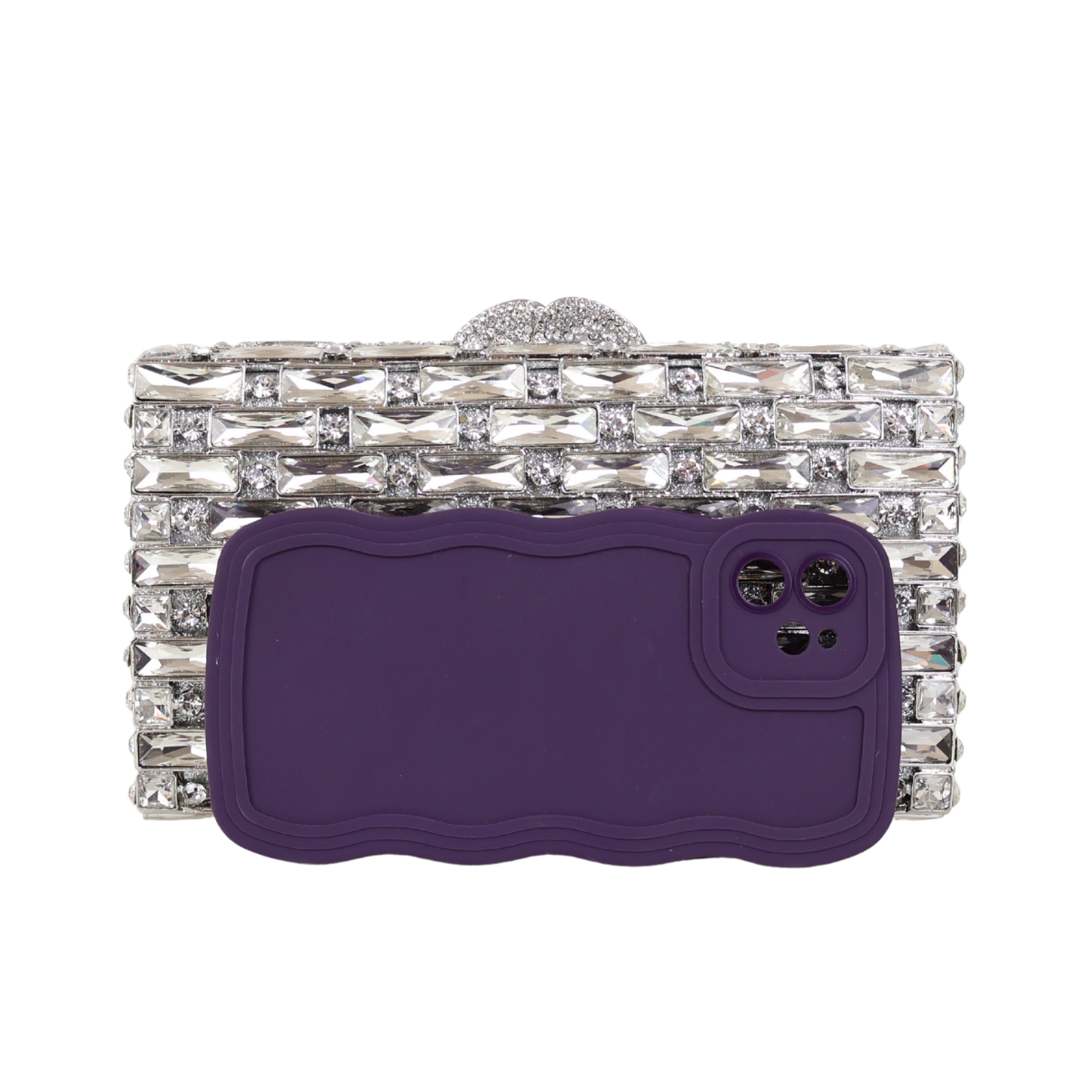 Bolsa Festa Clutch Pedraria Strass Prata