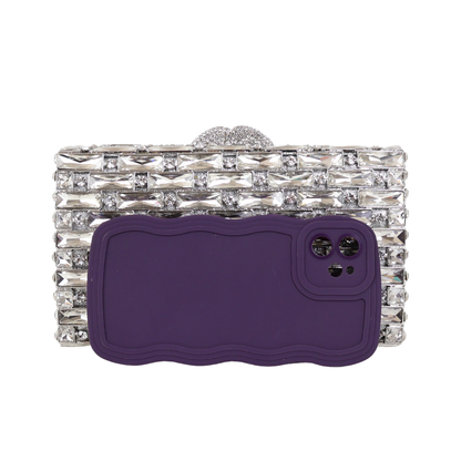 Bolsa Festa Clutch Pedraria Strass Prata