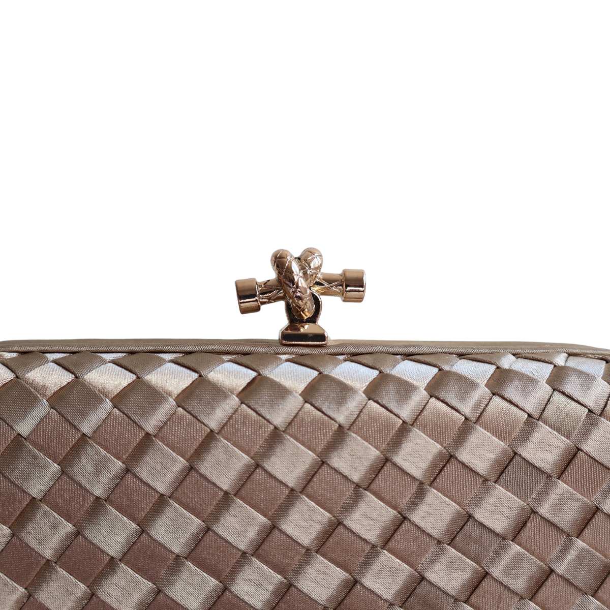 Clutch Tressê Cetim Inspired Pequena Marrom Claro